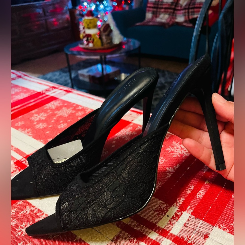 Forever 21 Black Peep-Toe Stiletto Heels